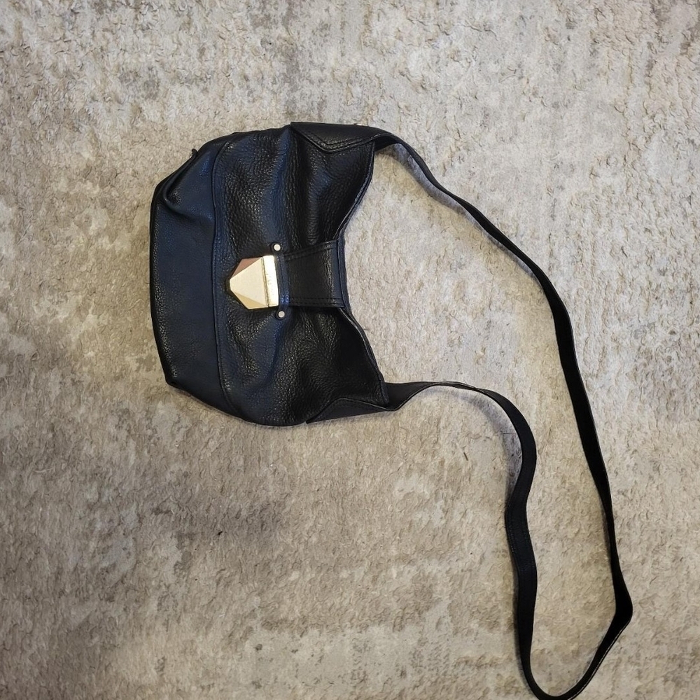 Foley + Corinna Black Shoulder Bag with Gold Accent